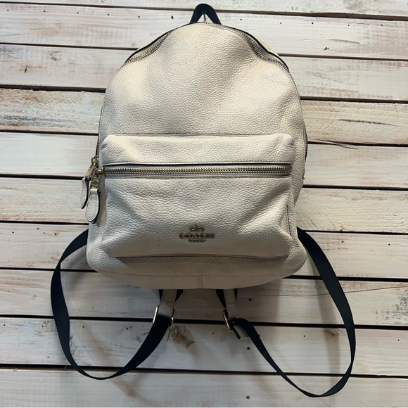 Coach White Pebble Leather Mini Charlie Backpack F30550 Small Bag Mini main image 4